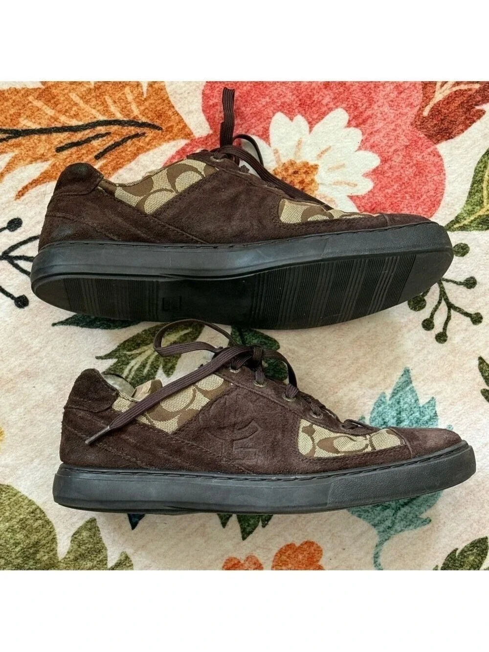 Coach Edwin Sherpa Lined Sneakers Brown Tan Logo Men's Size 8